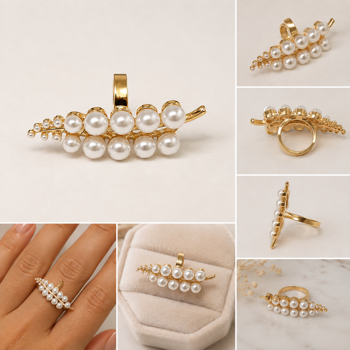 Pearl Gold Leaf Ring